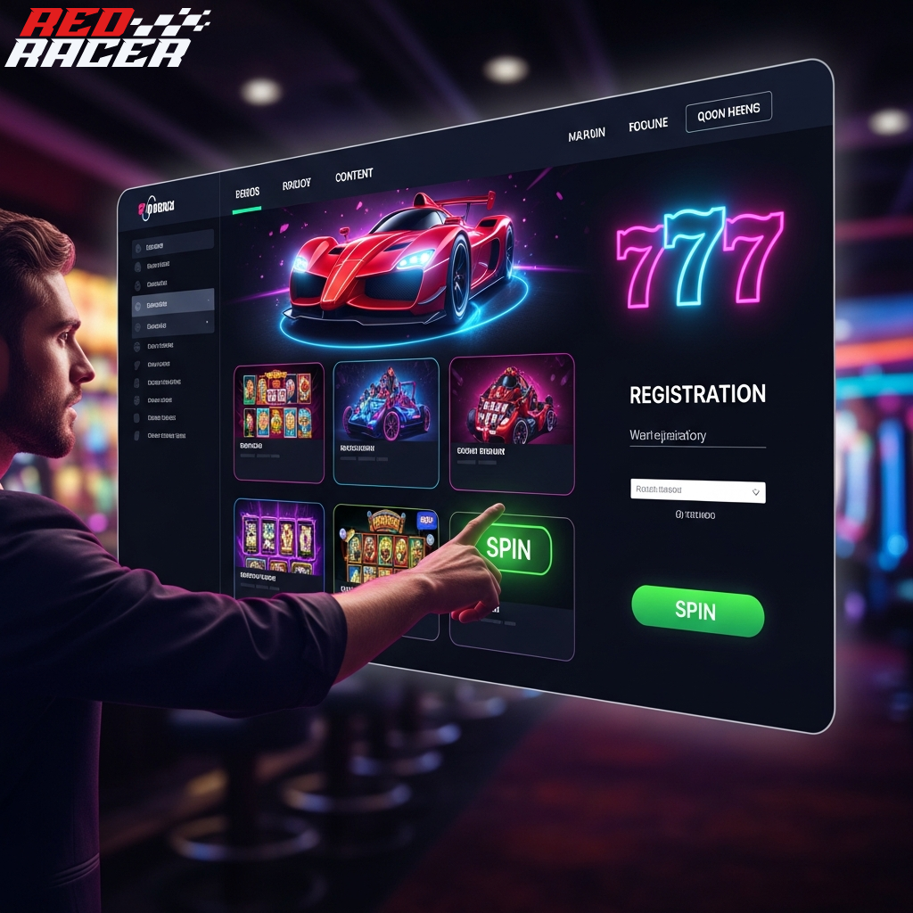 Spieler informiert sich am Bildschirm über Fragen zum Redracer Bonus