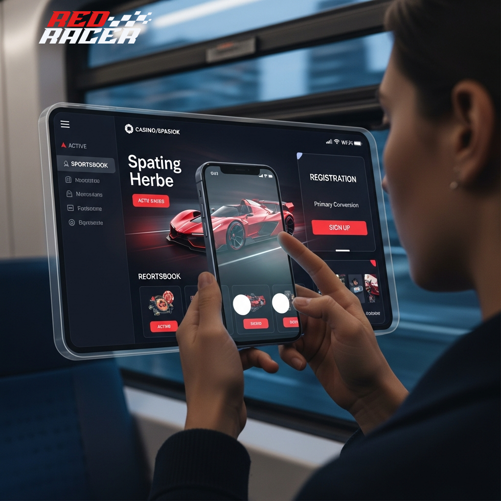 Optimierte mobile Ansicht der Redracer Wettplattform auf einem Smartphone.